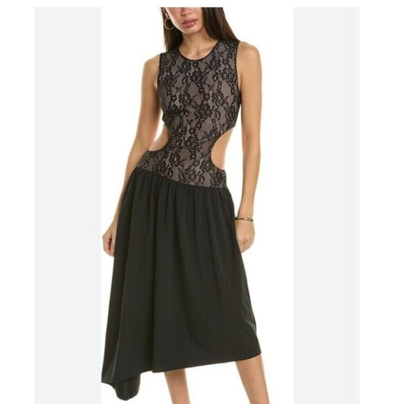 WEWOREWHAT Cutout Lace Asymmetric Midi Dress, sz Small - Picture 2 of 16